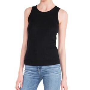 Anthropologie LACAUSA Laurel Sleeveless Tank Top in Black scoop neck layer Large